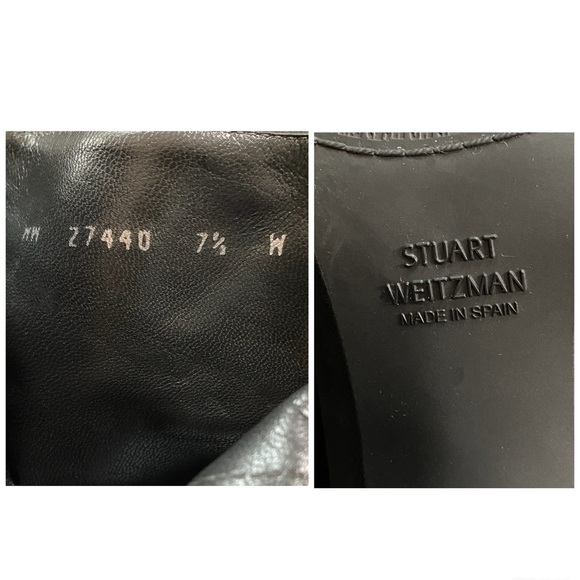 STUART WEITZMAN Lofty Suede Pointed Toe Booties BLOCK BLACK 7.5 Retro Goth - Picture 10 of 10